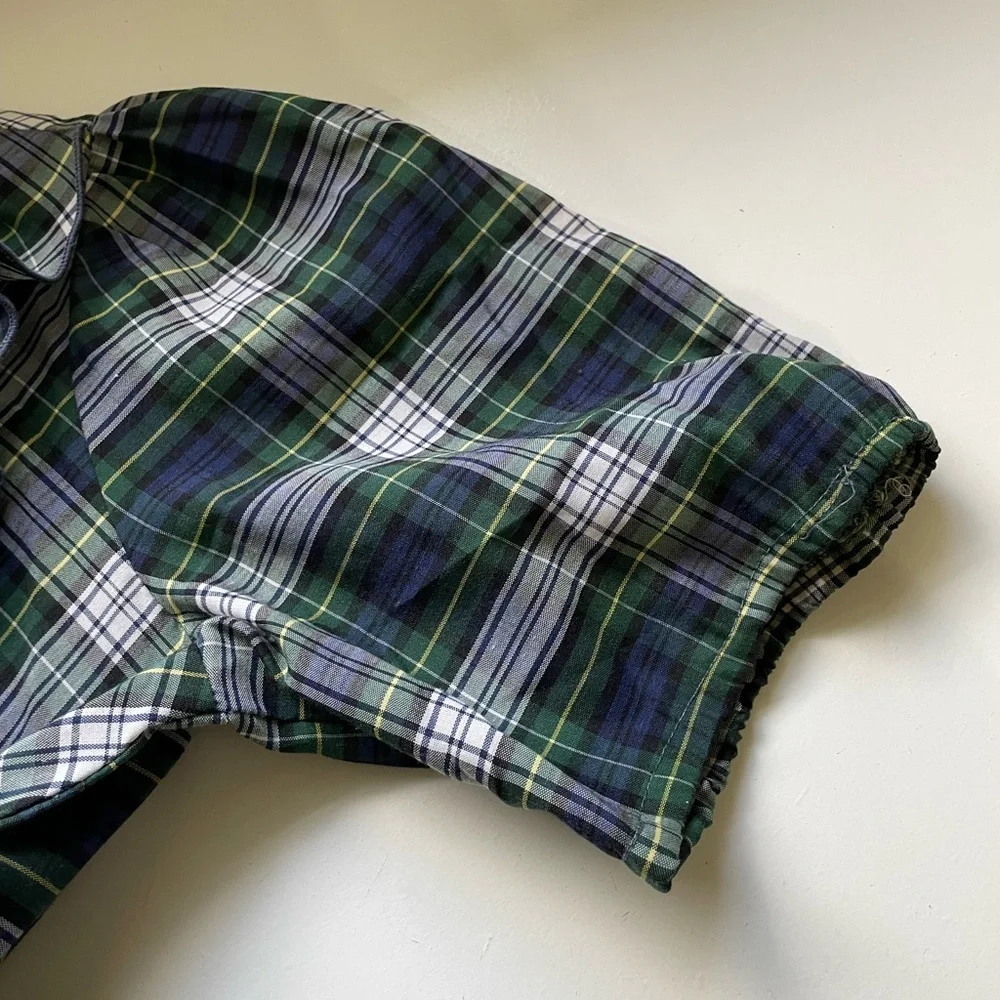 Vintage Union Made Plaid Prairie Dress Lace Trim Cottagecore Girls Sz 5 Cotton